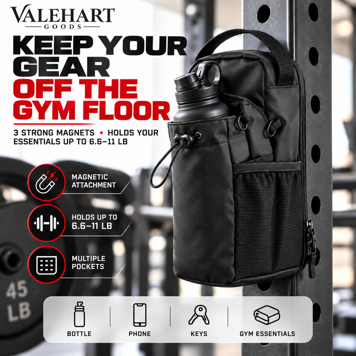 Valehart™ Magnetic Gym Bag