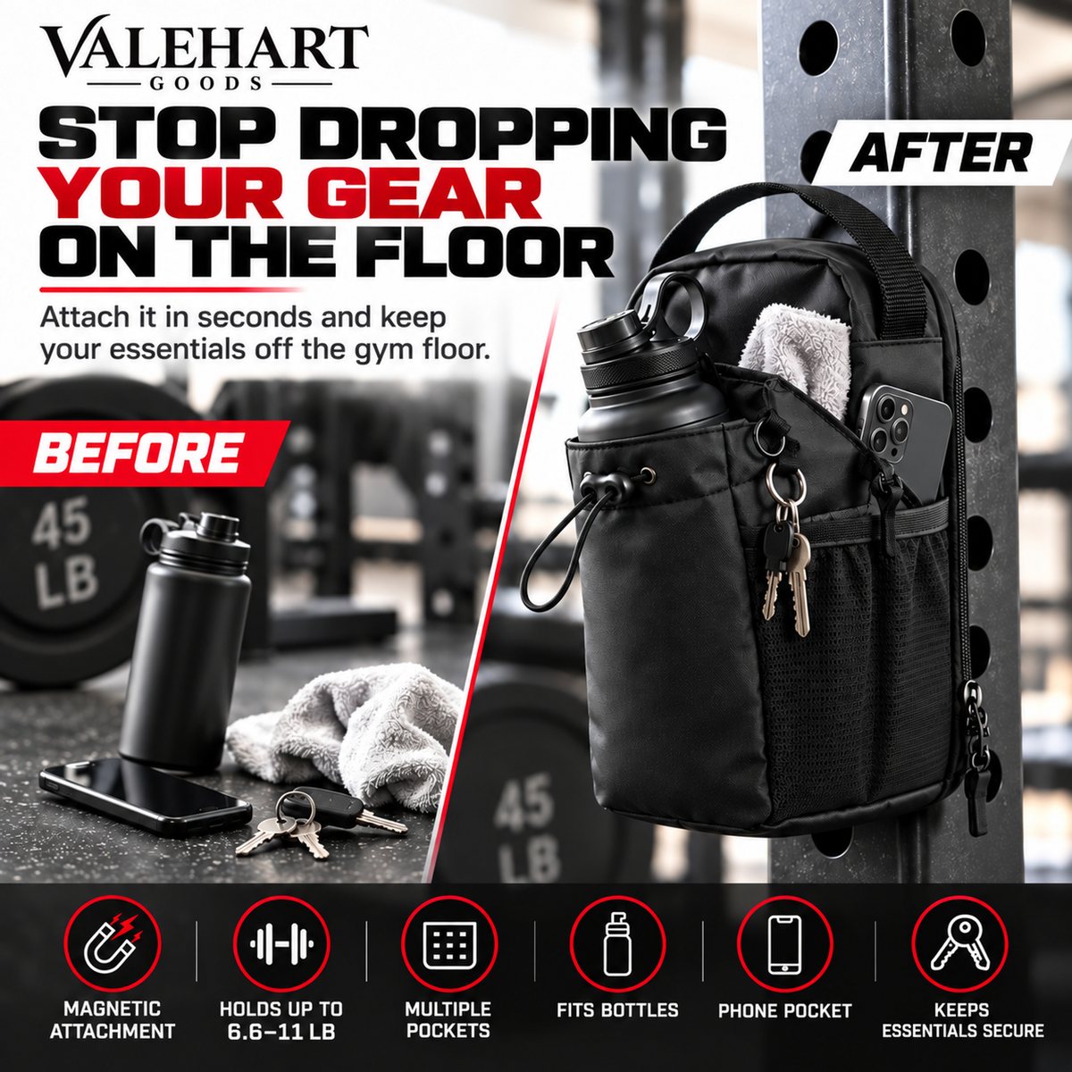 Valehart™ Magnetic Gym Bag