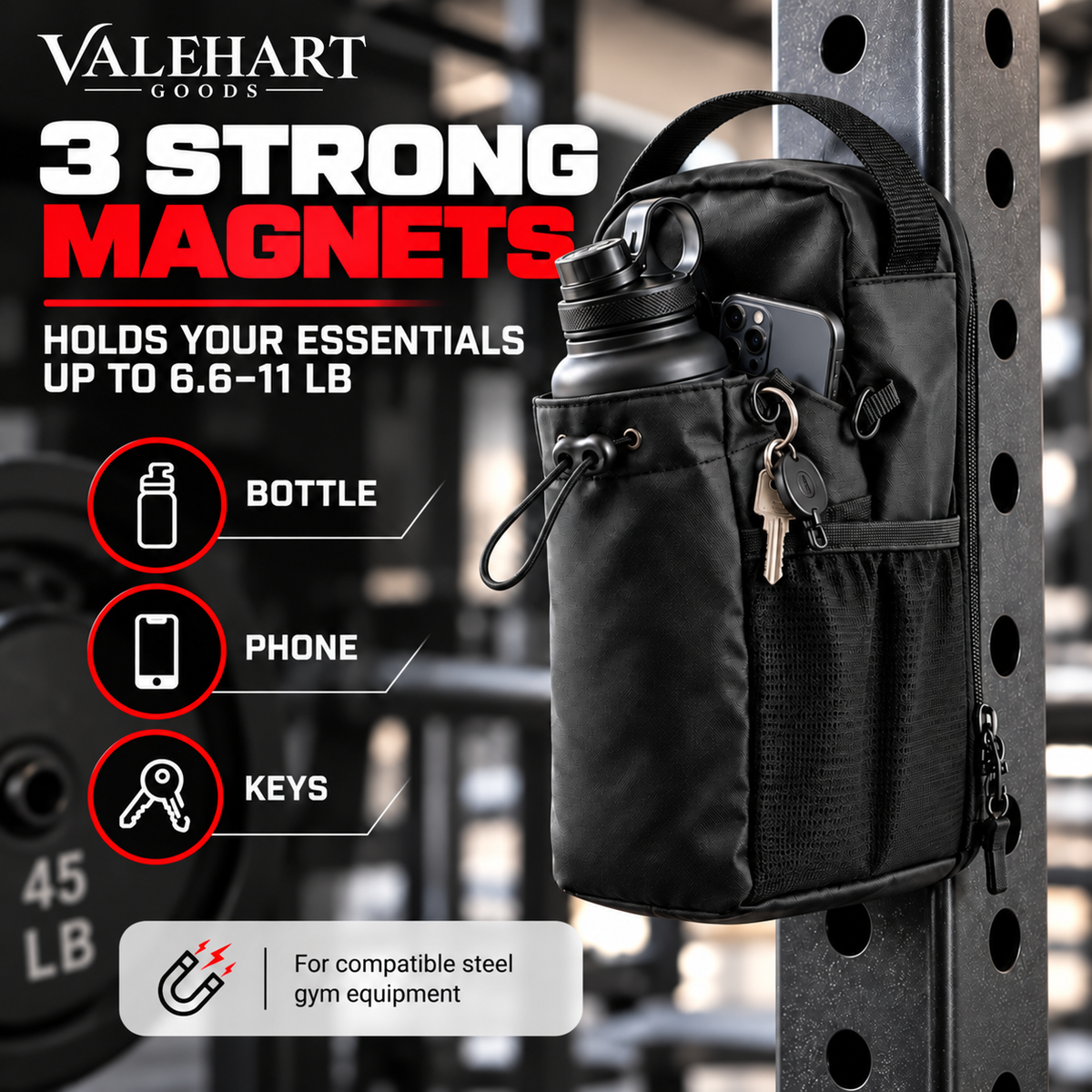 Valehart™ Magnetic Gym Bag